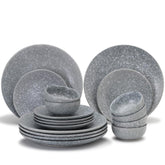 Handcrafted Premium Ceramic Serving Dinner Set Of 18 - Silver Grey | 6 Dinner Plates, 10.6 Inch Each+ 6 Small Plates, 7.4 Inch Each + 6 Small Dinner Bowls, 160ml Each | Microwave & Dishwasher Safe